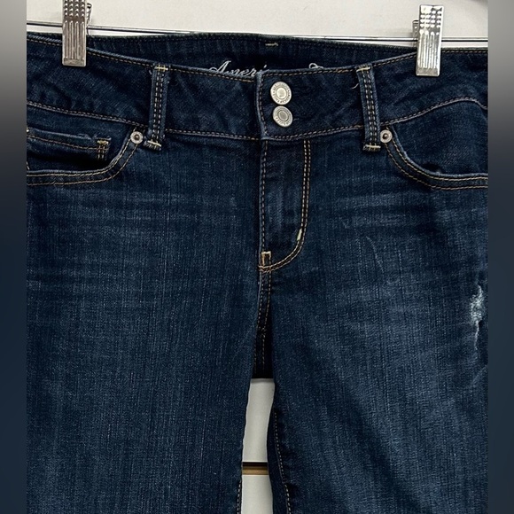 American Eagle Artist Crop Jean Distressed Size 8 EUC Stretch - Picture 3 of 10